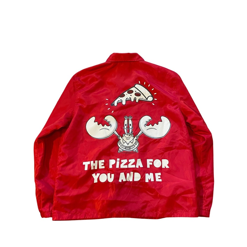 Red Sponge Bob Krusty Krab Pizza Windbreaker Coach Jacket Size M by Spirit